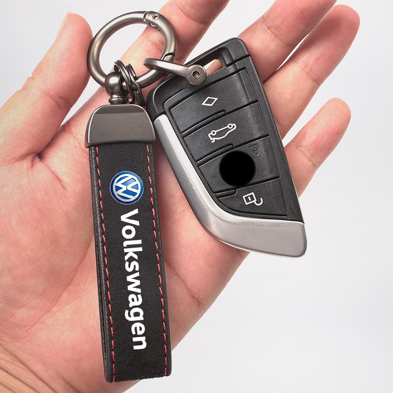 OPQ1 Car Tire Wheel Valve Caps Cover Suede Car Key Chain Ring Keychain For VW GTI Polo Golf Passat Tiguan Arteon Jetta Beetle T-ROC