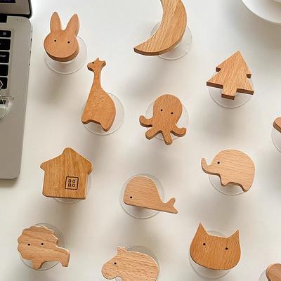 Wooden Drawer Hooks Room Decor Animal Hook Wall Keychain Coat Rack Hat Hook Home Wardrobe Wood Hook Hanger Kitchen Accessories