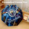 8 Rib Auto Folding Umbrella Manchester City Print Custom Name Text Portable Rain Gear