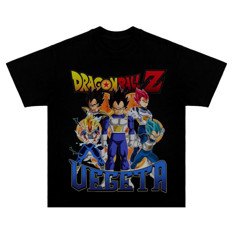 Heavy Cotton Dragon Ball Super Saiyan Cartoon Animation Retro Japanese Loose Men's and Women's Short-sleeved T-shirt