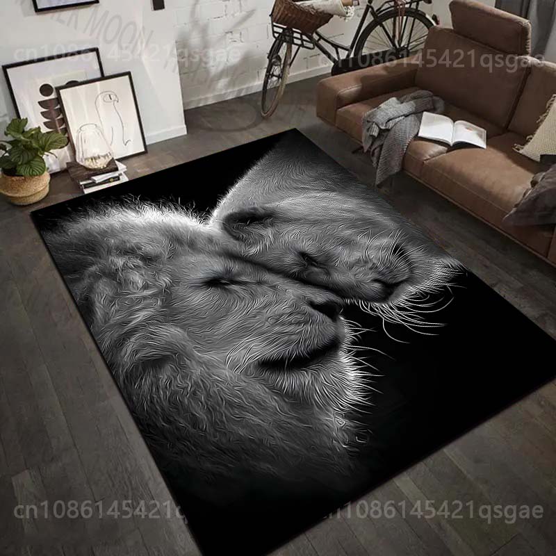 1PC Lions closely snuggling Pattern Rug Carpets for Bedroom Living Room Sofa Mat Creative Door Mat Cloakroom Home Decor