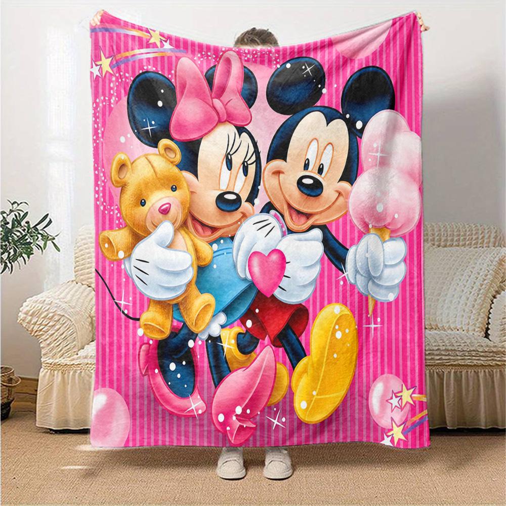 Mickey Minnie'S Sweet Day Flannel Blanket Super Soft Warm Cozy Blanket For Sofa Bed Office Travel Allseason Home Decor Gift