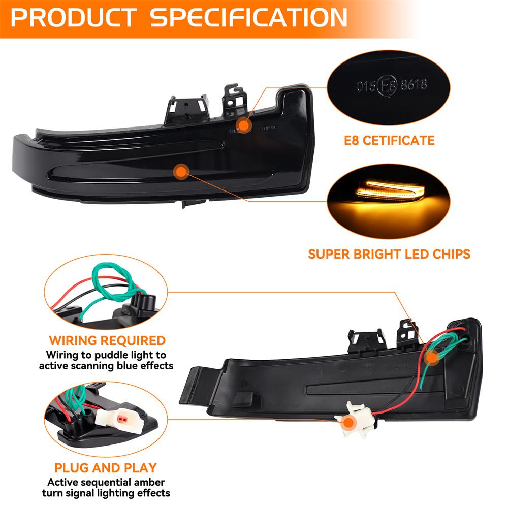 For Mercedes Benz W204 W212 W176 Dynamic LED Side Mirror Turn Signal Light Lamps