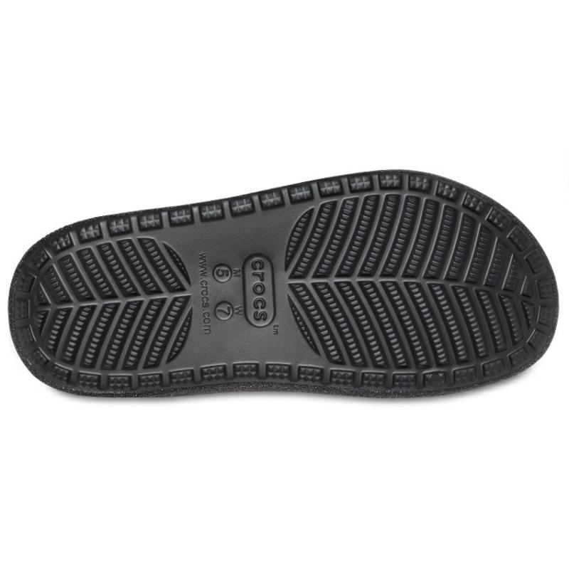Crocs Classic Cozzzy Disco Glitter Sandals 'Black' Women's