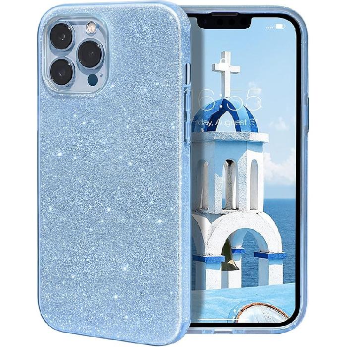 MILPROX Compatible with iPhone 14 Pro Max Case (2022), Glitter Sparkly Shiny Bling Rubber Gel Shell Cases 3 Layers Shockproof Protective Bumper Cover