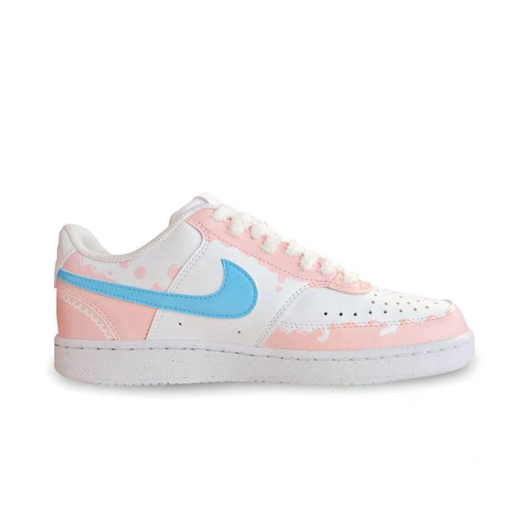 Nike Court Vision 1 Slip Resistant Low Top Skateboard Shoes Women's Pink White DH3158-100(Team1553-)