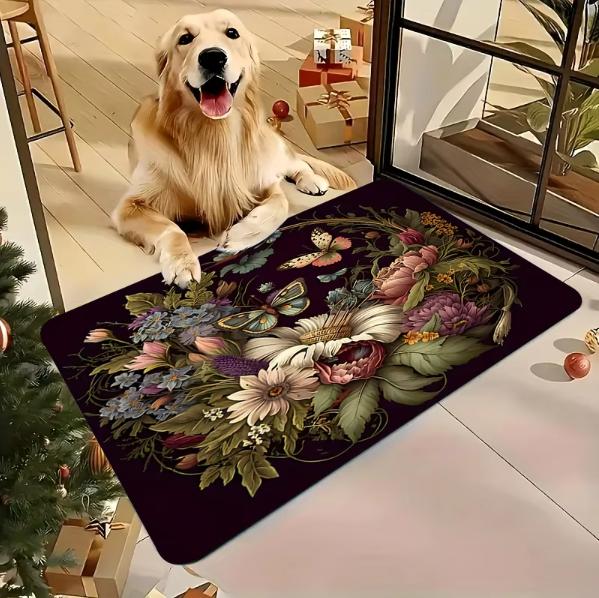 Anti-Slip PVC Shower Mat Absorbent Bathroom Door Floor Mat with Wave Pattern (Beige,5080&40x60cm) бежевый