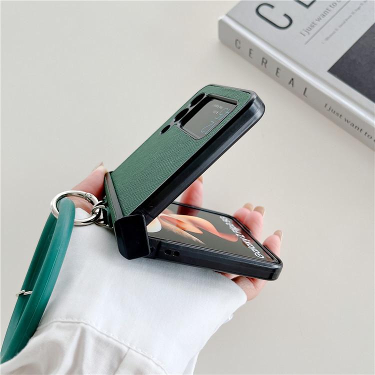 Applicable To Samsung ZFlip5 Mobile Phone Case Wristband Bracelet Striped Zflip4 Folding Anti-drop Protective Case Zflip3