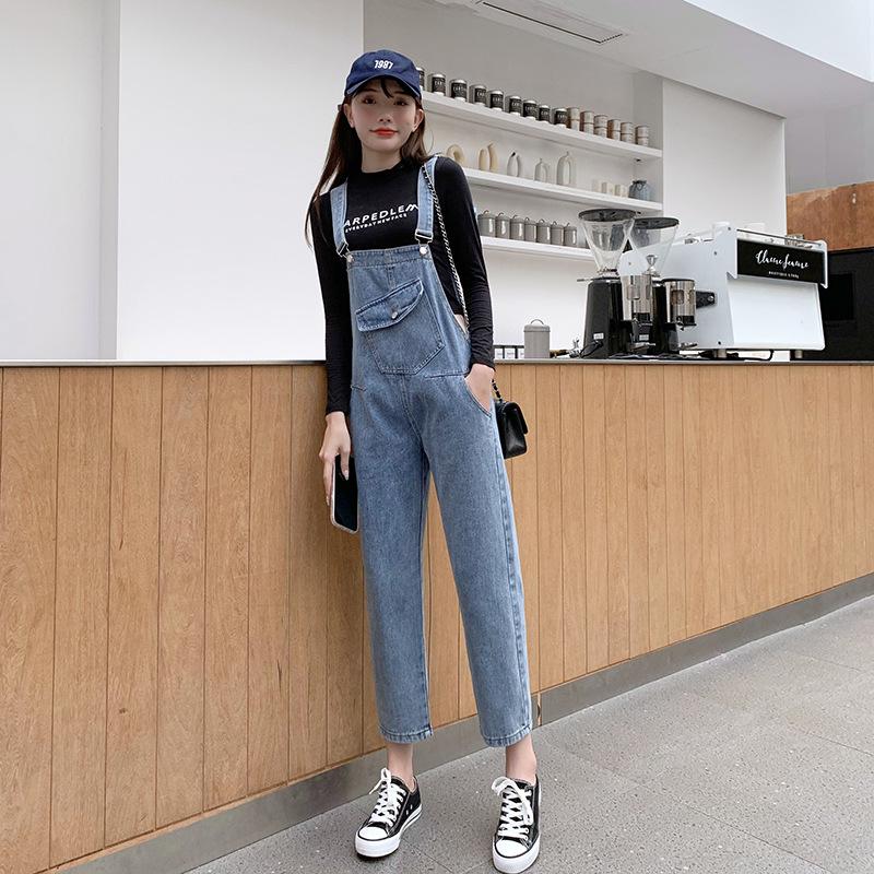 Stylish High-Waist Denim Suspenders: Versatile, Slim-Fit Jumpsuit for Women