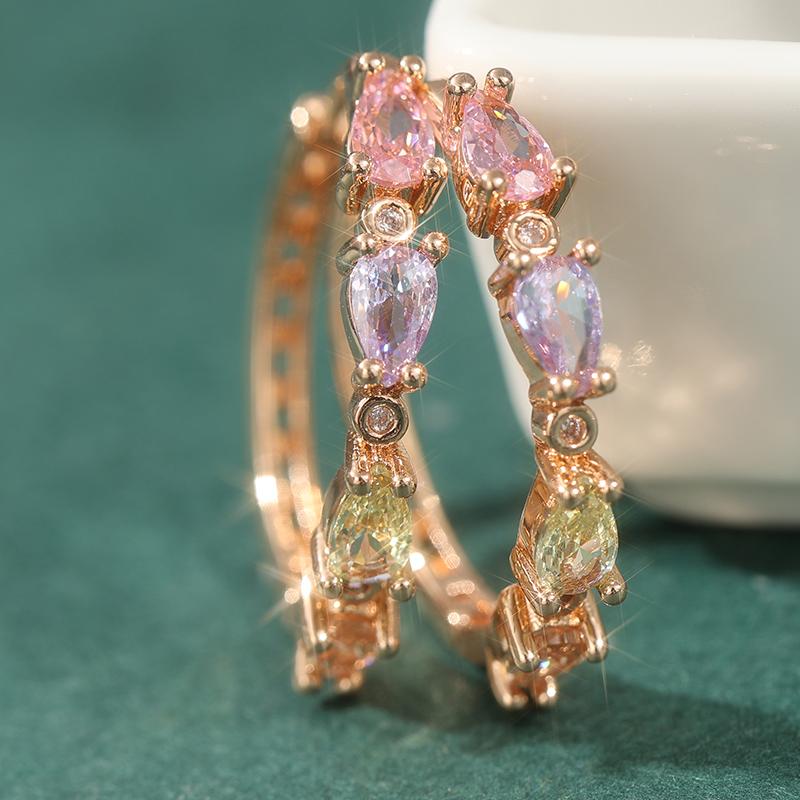 Shiny Synthetic Zirconia Big Hoop Earrings for Women's Elegant Exquisite Wedding Jewelry Accessories Perfect Party Gifts