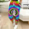 Summer Ladies Spiral Tie Dye Printed Sweatpants Loose Fit Drawstring Joggers Elastic Cuff Daily Casual Pants