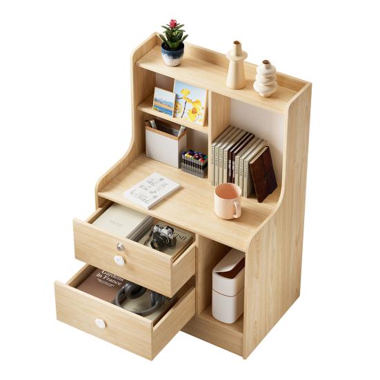 Bedside Table, Bedroom Nightstand, End Table with 2 Drawers and Opening Storage Shelves, Couch Table Wooden Bedside Table for Living Room