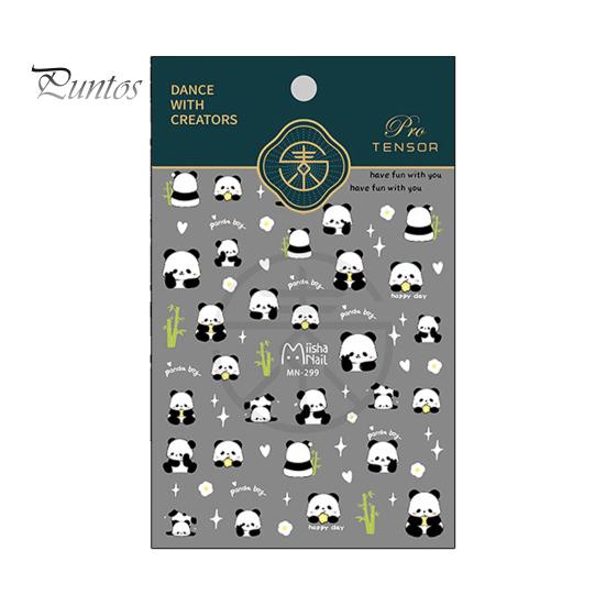 Cartoon Panda Nail Art Sticker 5D Bamboo Letter Waterproof PET Self-adhesive Women Girls Fake Nail Decoration Decal Party Supplies Gift