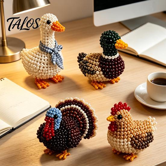 Beading Kit For Beginners Tiny 3D Beaded Animal Kit, Cute DIY with Colorful Beads and Easy Instructions, 4 Designs Handmade Jewelry Art Craft