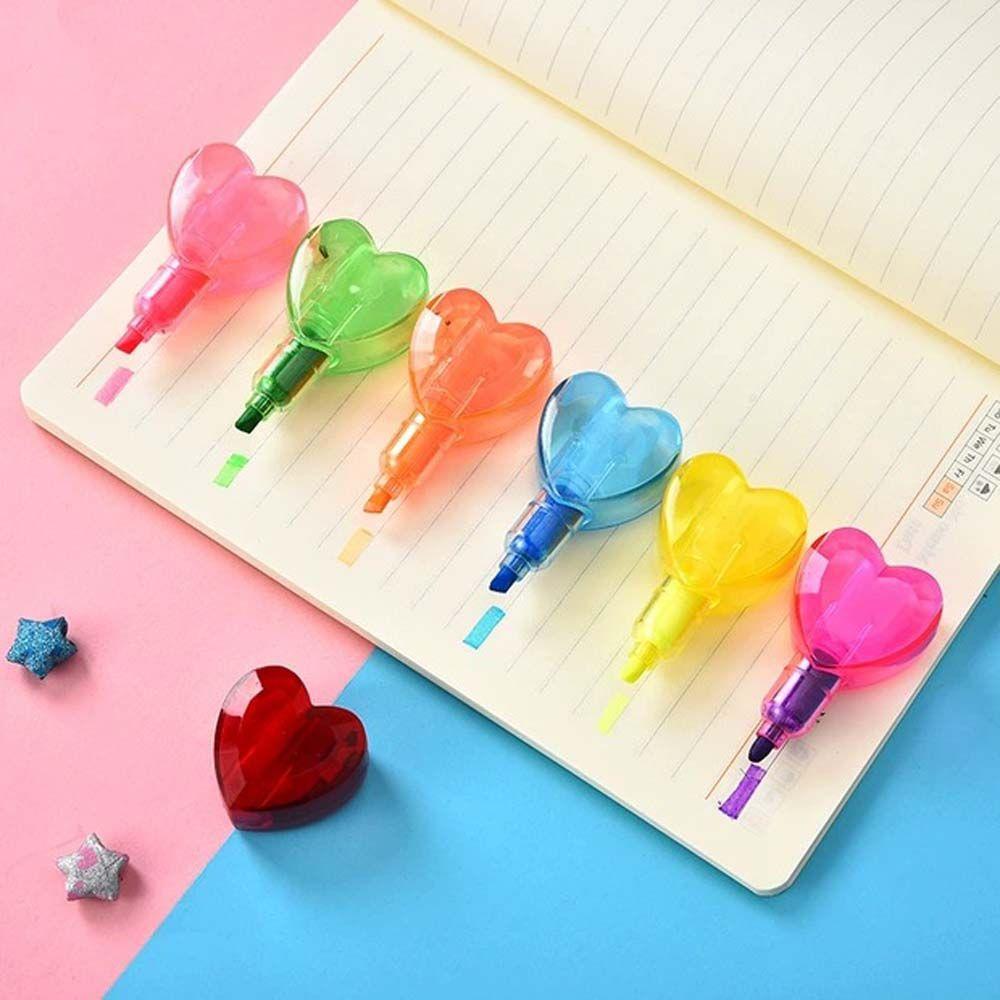 

Tool Heart And Bear Shape Office Supply Fluorecent Pen Marker Pen Highlighter Rainbow Colored Pens різнокольоровий
