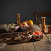 Creative Double Ceramic Fruit Bowl with Handle – Floral Design Snack Serving Tray