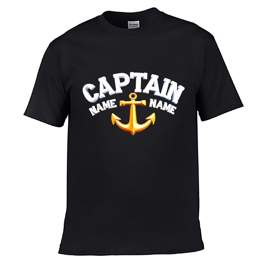 Captain Anchor Nautical Badge Street Distressed Washed Loose Simple Tee