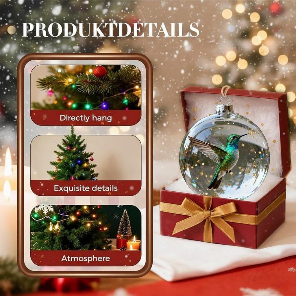 Natures Birds Crystal Glass Christmas Tree Ornament Set With Plastic Material For Holiday Decor