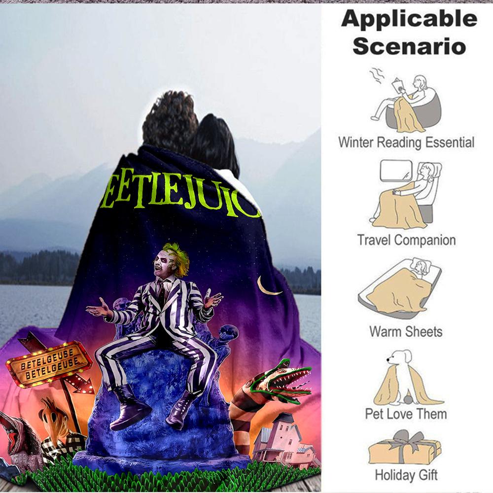 1 Stück Beetlejuice Flanell-Kuscheldecke Weich, Warm & Gemütlich für Sofa, Bett, Büro und Reisen Vielseitiges Ganzjahresgeschenk, Weihnachtsgeschenk