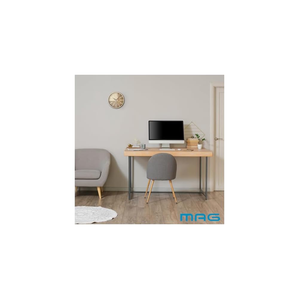 MAG Wall Clock, Radio-Controlled, Analog, Cute, Stylish, Nordic Style, Wood Grain, 29.0cm Diameter,