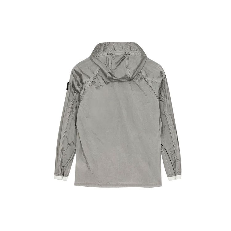Stone Island Ss22 Metallic Nylon Solid Logo Loose Fit Half Zip Long Sleeve Jacket Men jackets Silver 761541720-V0003