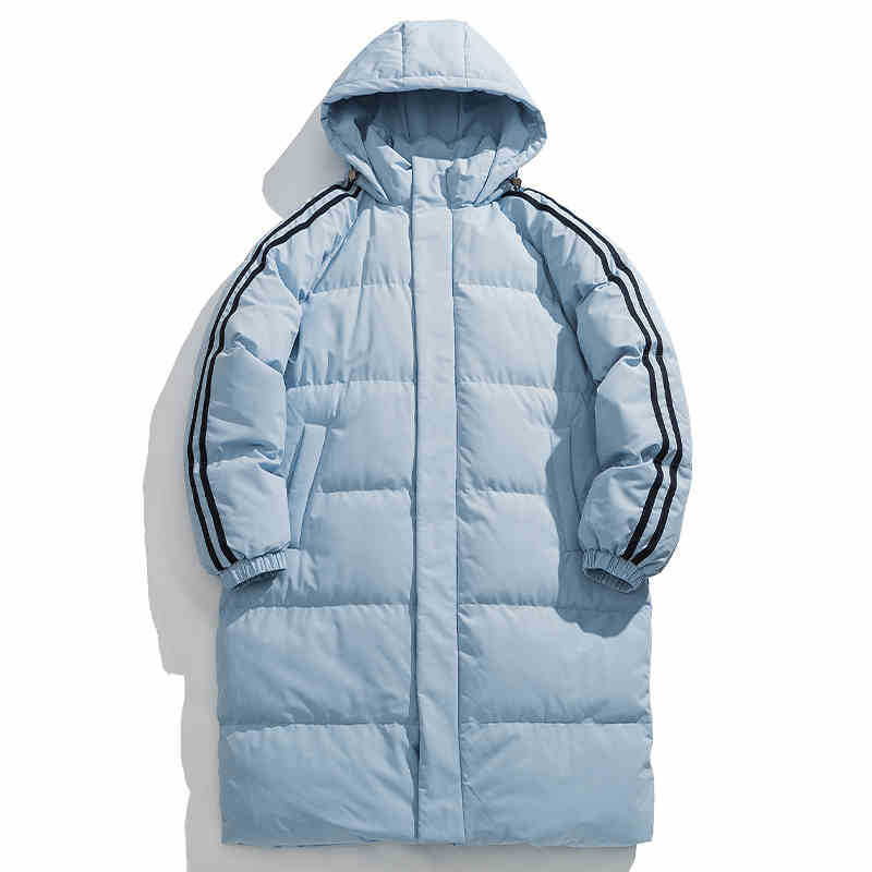 Medium and Long Cotton-padded Clothes for Men's Winter New Trendy Cold-proof Thickened Warm Couple Striped Cotton-padded Jacket