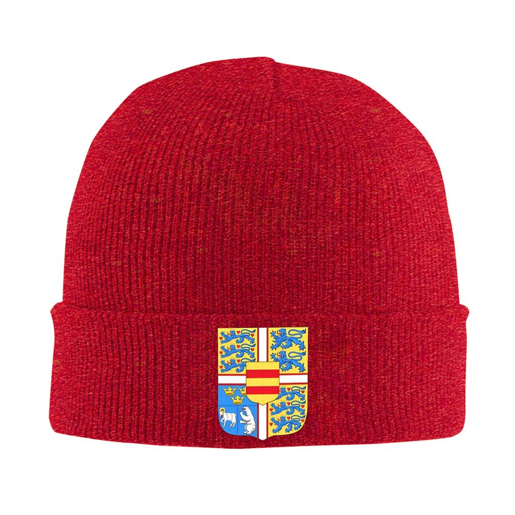 Kingdom of Denmark Coat of Arms Knit Hat Hip Hop Caps Adult Unisex Outdoor Beanie Hats Spring Custom Elastic Bonnet Hats