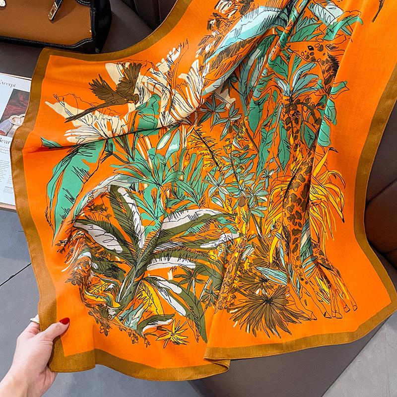 

Шарфы для женщин Легкие модные шарфы Элегантные шарфы с цветочным узором Солнцезащитные шали Обертывания 90x90cm