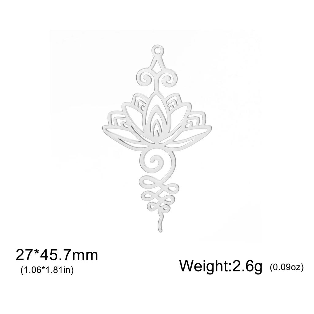 3pcs/lot Unalome Lotus Flower Necklace Earring Pendants Stainless Steel Yoga Buddhism Charms for Jewelry Making