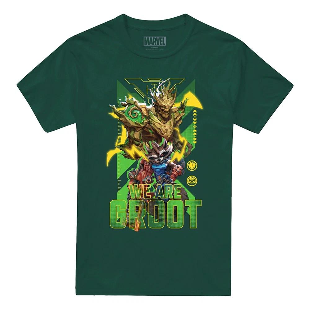 Marvel Rivals Guardians We Are Groot Trend Unisex 100% Cotton T-shirt Mens Tees Top S-3XL, Bottle Green 3XL