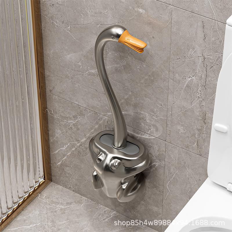 Spazzolino per WC da Parete con Manico Lungo, Senza Foratura, Design Creativo e Originale per la Pulizia del Bagno