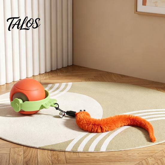 Rechargeable Pet Toy Interactive Cat Ball, Self Rolling Ball with Bell And Detachable Plush Tail, Automatic Obstacle Avoidance, Light for Indoor Cats
