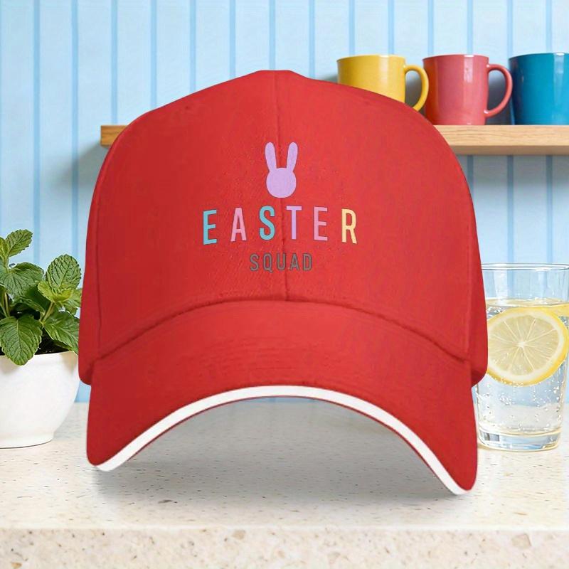 

Easter Squad Bunny Graphic Baseball Cap Polyester Casual Sun Hat for Unisex Adults One Size