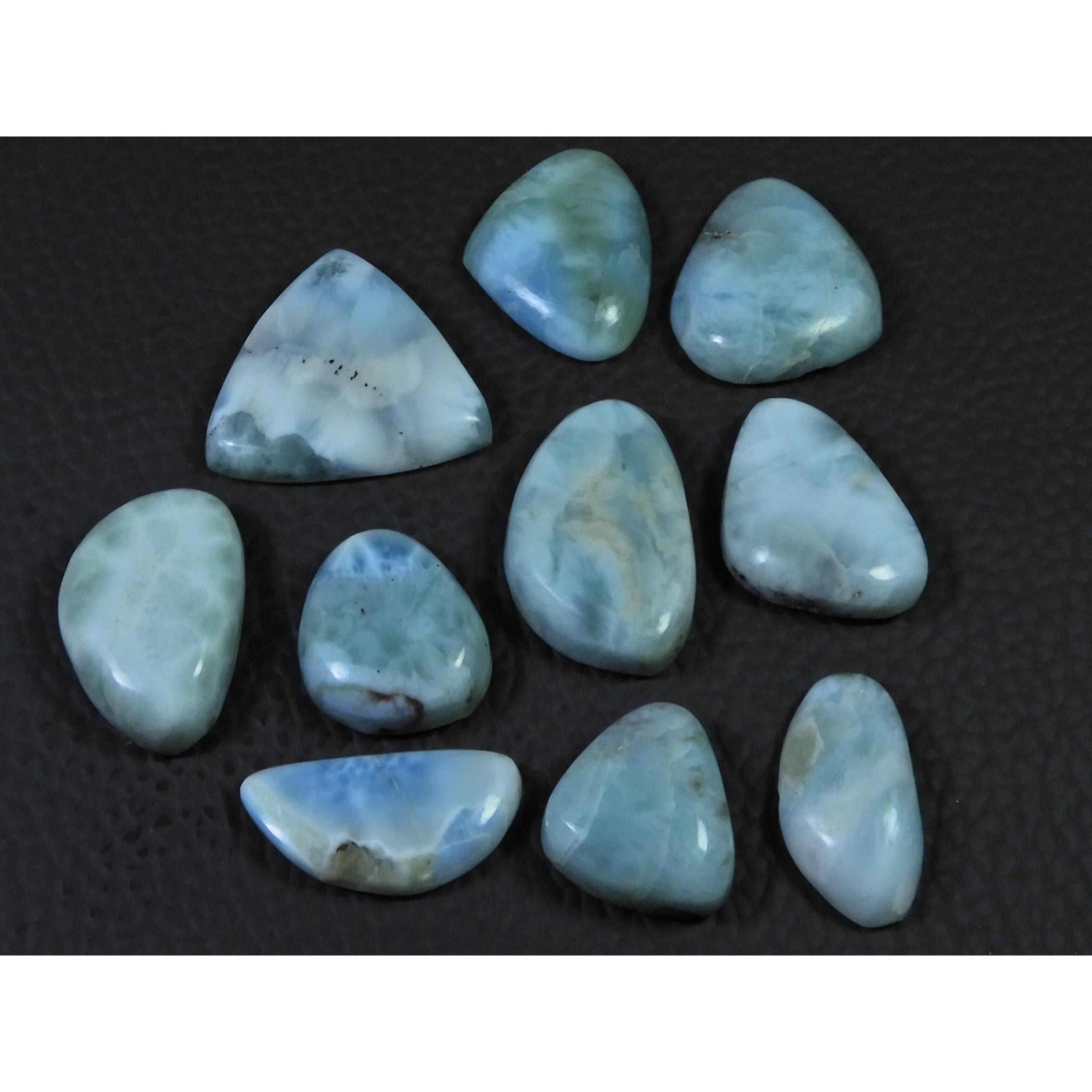 

10Pcs Natural Larimar Pectolite Fancy Cabochon Loose Gemstone Lot 123cts. C-600