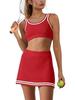 New Women's Outdoor Sports Knitted Tennis Skirt Set
