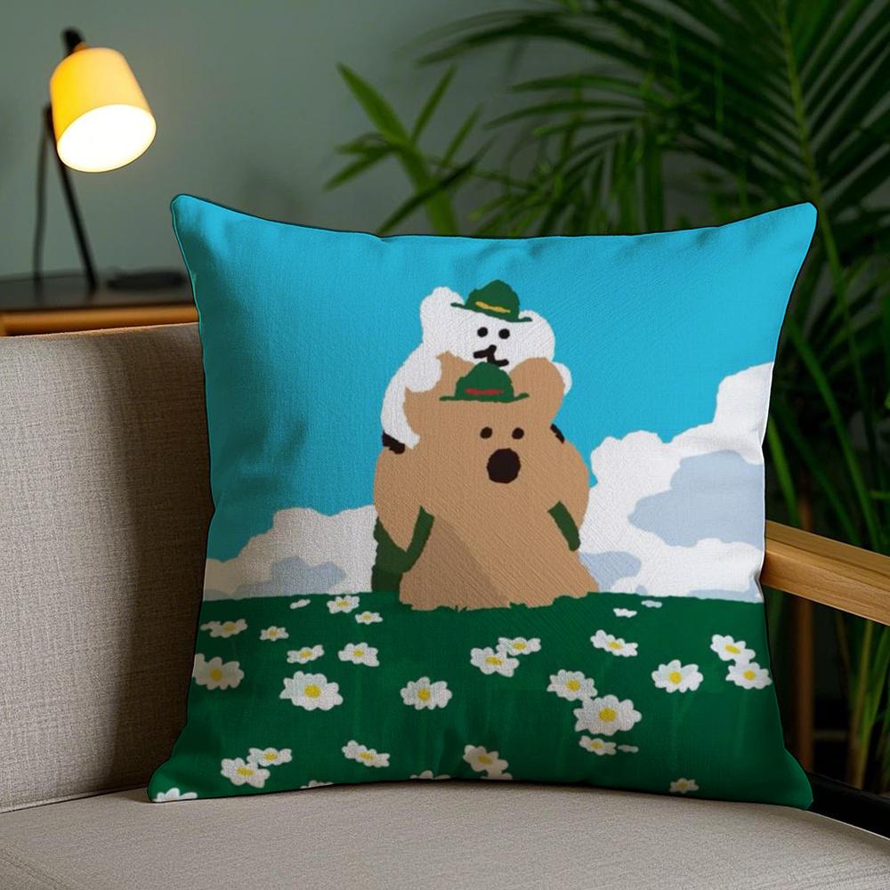 Cartoon D-Dinotaengs Cute Cushion Cover Soft Short Plush Double-Sided Printing Home Decor Machine Washable Pillow Case Gift