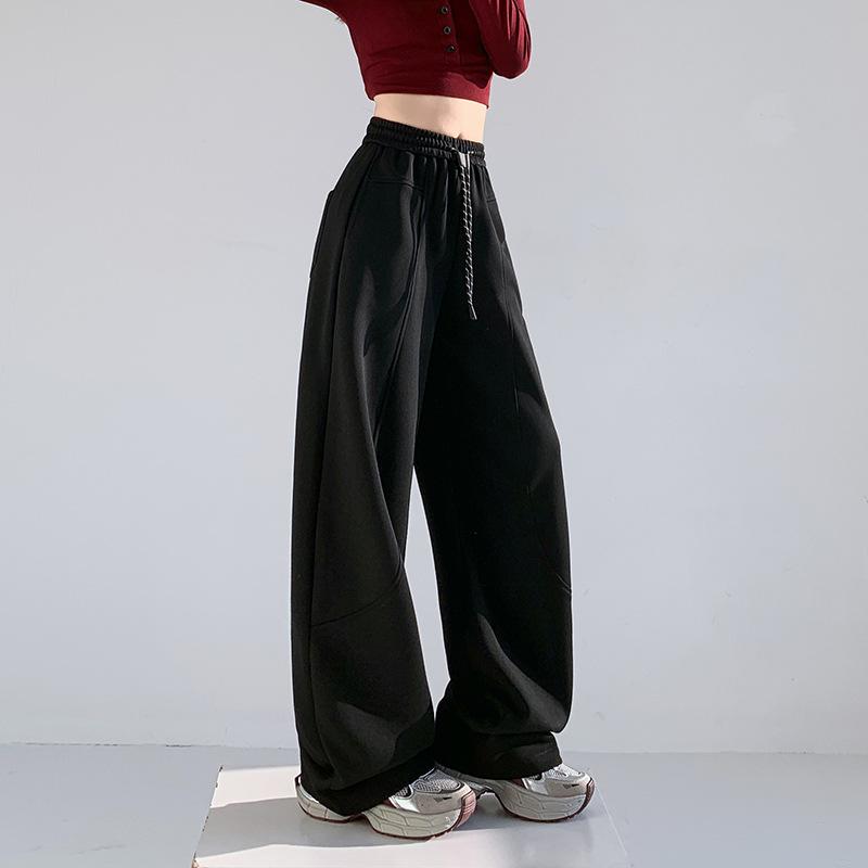 

Весна и лето Новые американские спортивные белые банановые широкие брюки женские повседневные свободные изогнутые спортивные брюки 2XL