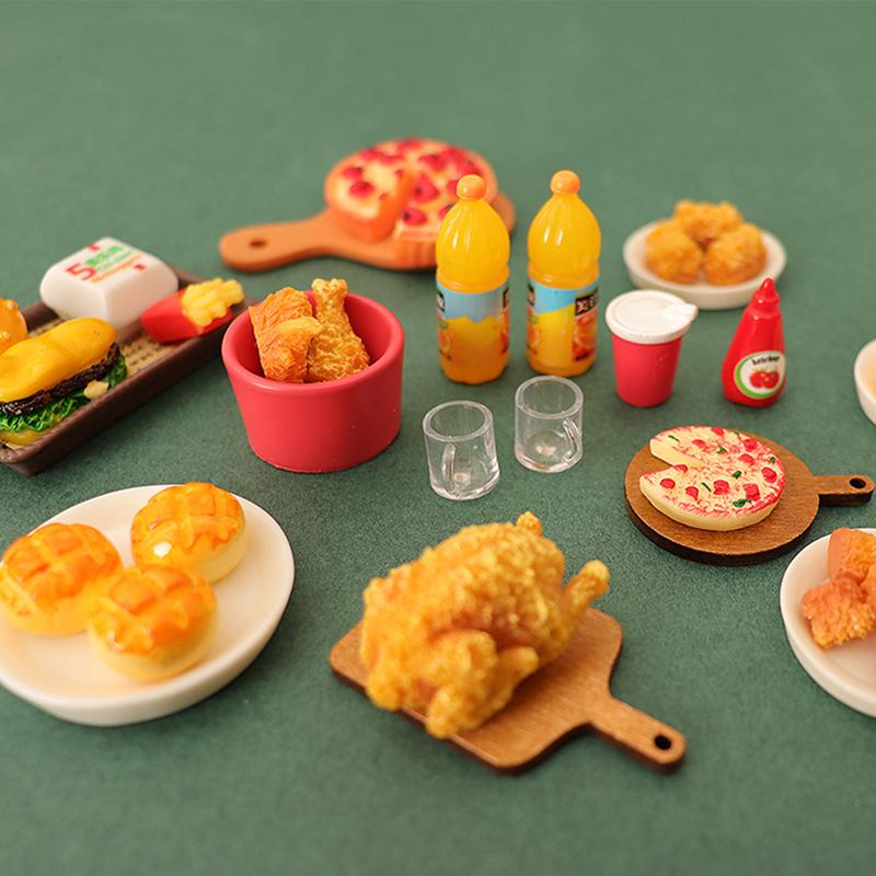 6Pcs/10Pcs/Set Miniature Dollhouse Hamburger Coke Cup Fast Food For Doll House Play Kitchen Ice Cream Accessories Toy