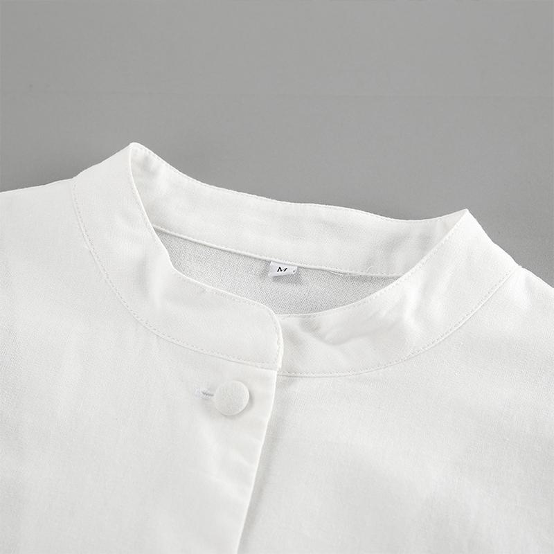 Costume elegante albe cu fustă, femei, cămăși cu mâneci bufante + fuste cu volane, bumbac și in, ținute de vacanță, seturi de două piese