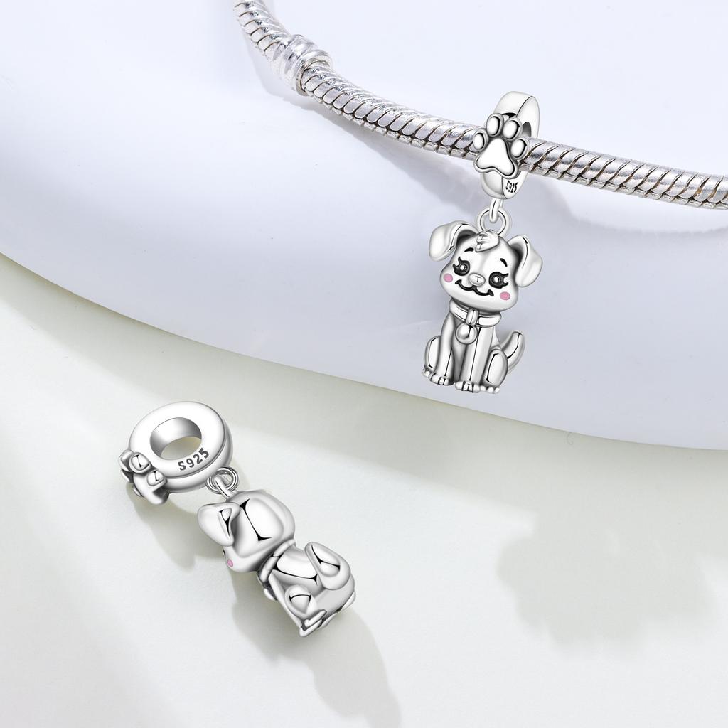 Copper Handsome Dog Animal Pet Beads Original Pendants Bracelet Charm Jewelry Party Diy Trendy Gifts