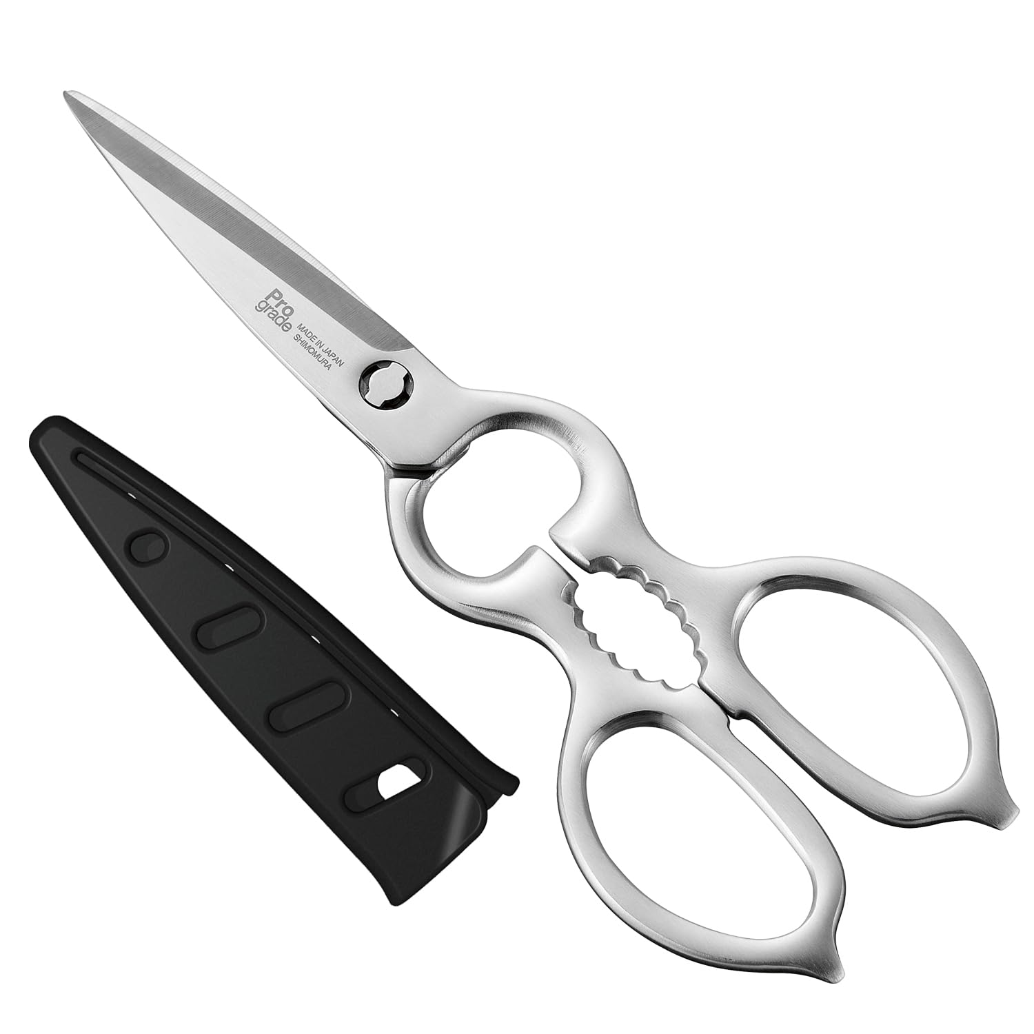 

Shimomura Kogyo professional grade steel scissors with sheath Japan-made all-stainless PG-413