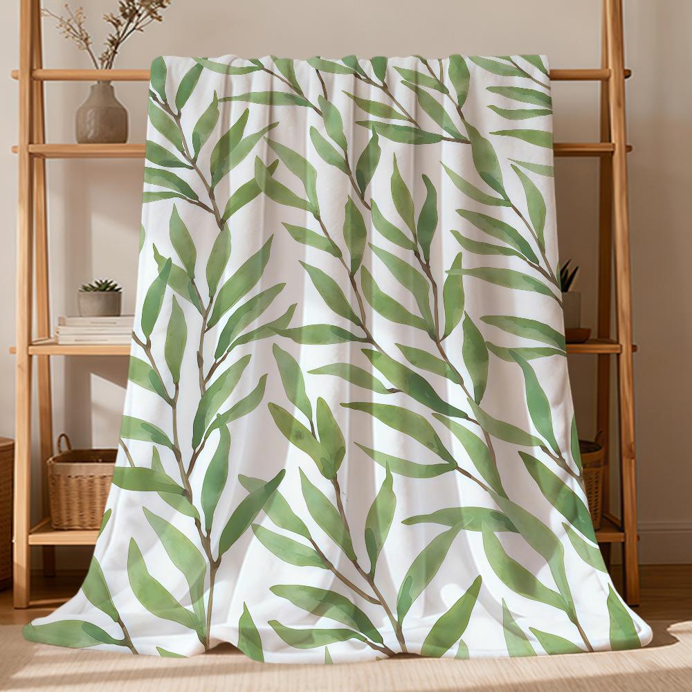 Fashion Willow Leaf Art Modern Flannel Soft Warm Plush Blanket For Sofa Living Room Pet Hogar Bedroom Gift Home Car Portable