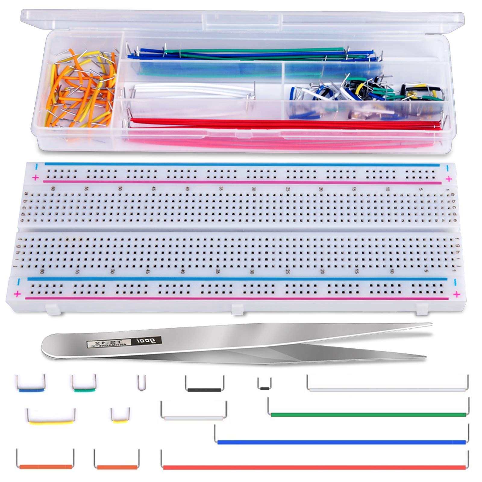 

LEOBRO Набір перемичок для макетної плати 830 точок Безпайкова макетна плата Дріт для макетної плати 14 типів