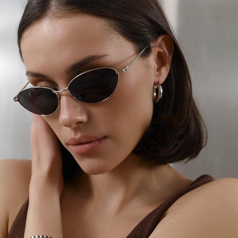 Vintage Metal Cat Eye Sunglasses With Uv400 Protection For Stylish Outdoor Wear