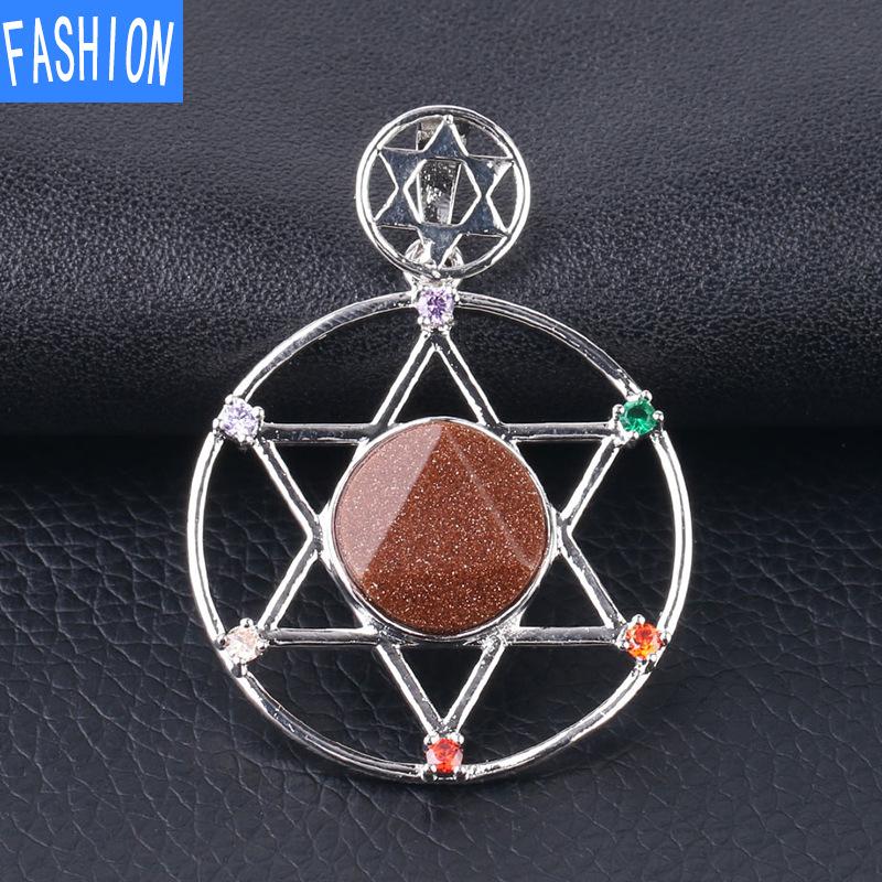 Yönlü Kristal Taş David'in Yıldızı David'in Kalkanı Altı Sivri Yıldız Çift Katmanlı Elmas Kolye Kolye Erkekler Ve Kadınlar Için