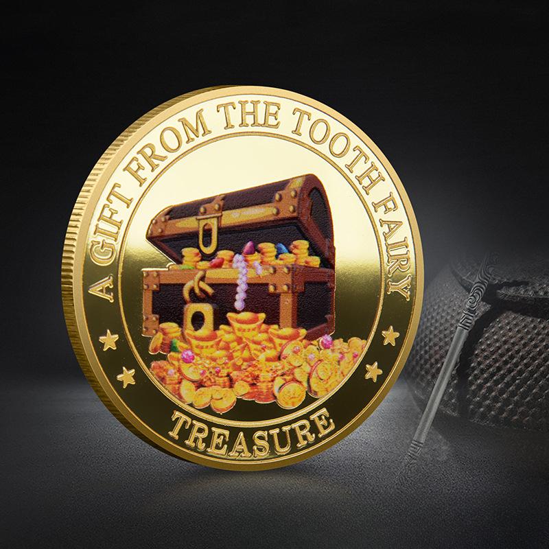 Kinderzähne Ersatz Gedenkspielzeug Zähne Fee Gedenkmünze Goldmünze Farbige Gemäldesammlung Kunsthandwerk Kindergeburtstagsgeschenk