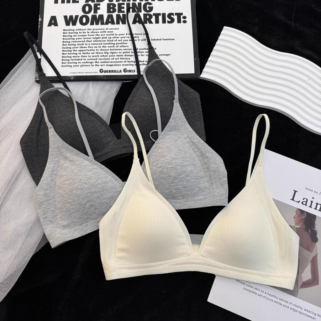 Best-Selling Thin Strap Deep V-Neck Triangle Cup Bra for Small Busts – Stylish Summer Back Design