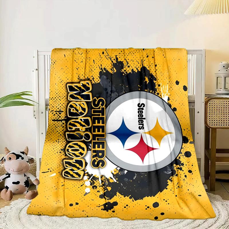 Pittsburgh Steelers Logo Art Portable Blanket/Soft Blanket Bedding Blanket Suitable for Travel Camping Living Rooms Offices Sofas Fan Gifts