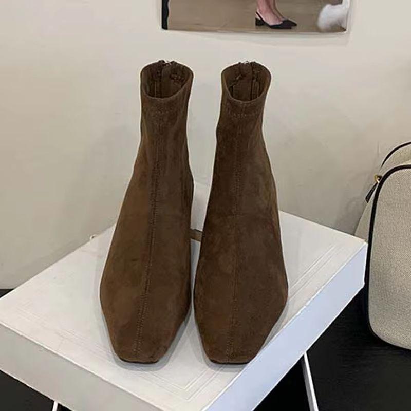 Fashion Eilyken Autumn Winter Punk Style Pointed Toe Women Ankle Boots Fashion Zipper Low Heels Ladies Shoes Concise Short Booties