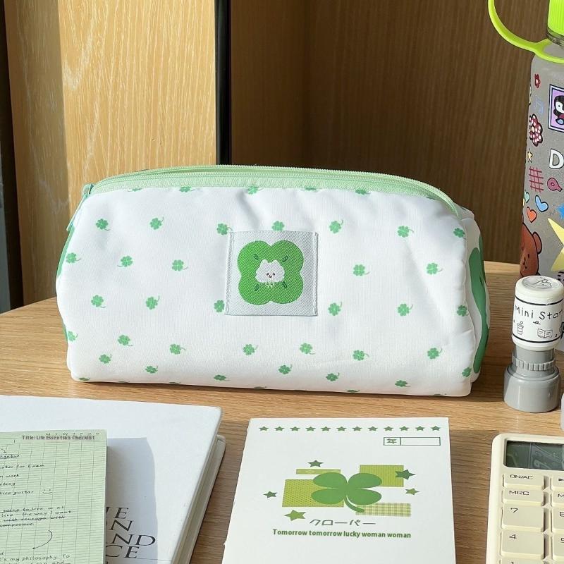 1 Stück Große Kapazität Niedlicher Kosmetik- und Schreibwaren-Organizer Klee Kätzchen Federmäppchen Für Schule Büro Reiseaufbewahrung